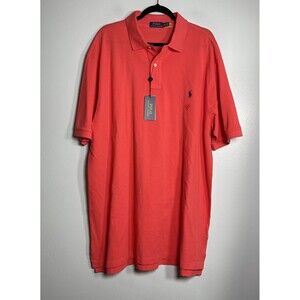 POLO RALPH LAUREN Polo Shirt Size 2XLT Tall Salmon Red NEW Horse Classic Casual